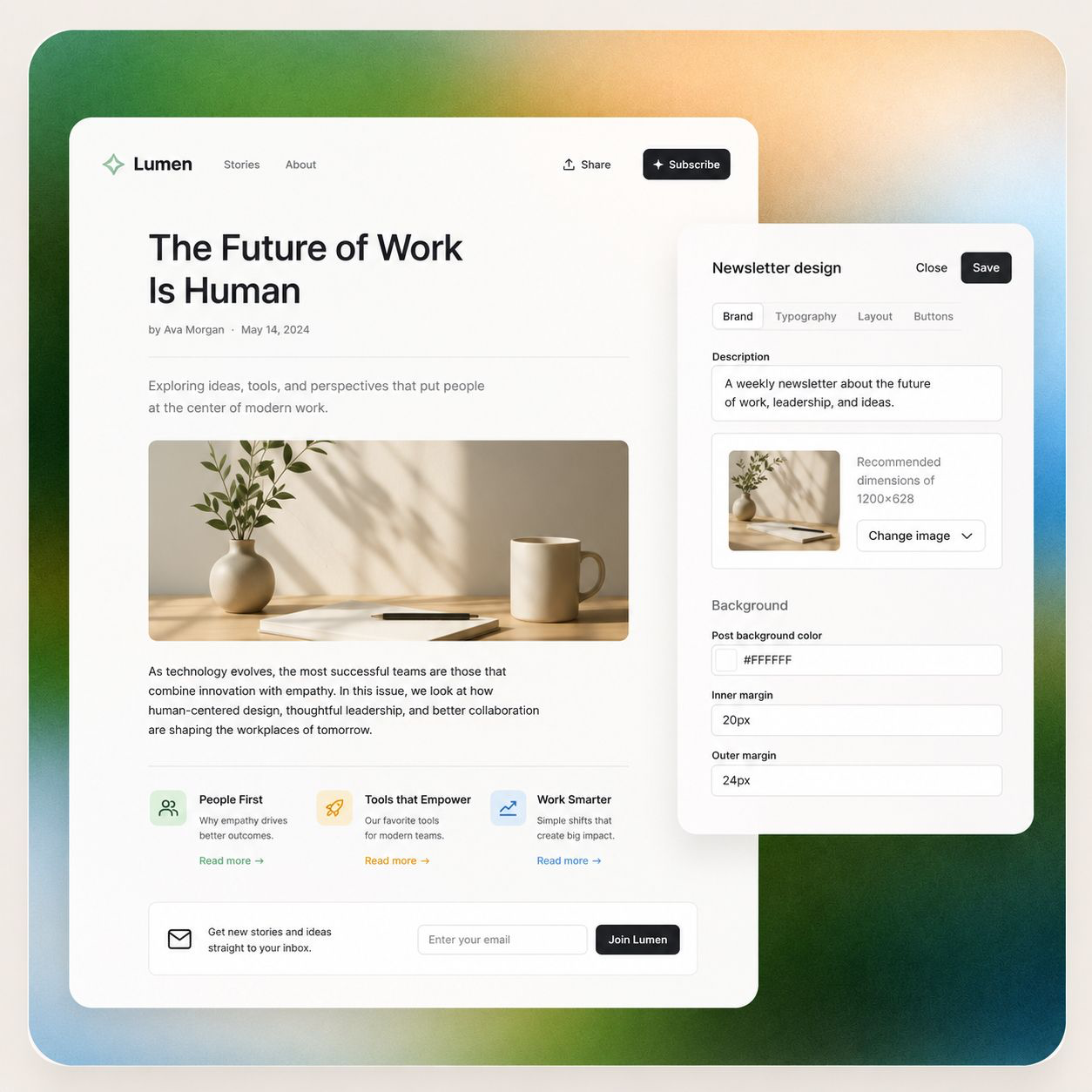 Newsletter design and email broadcast builder