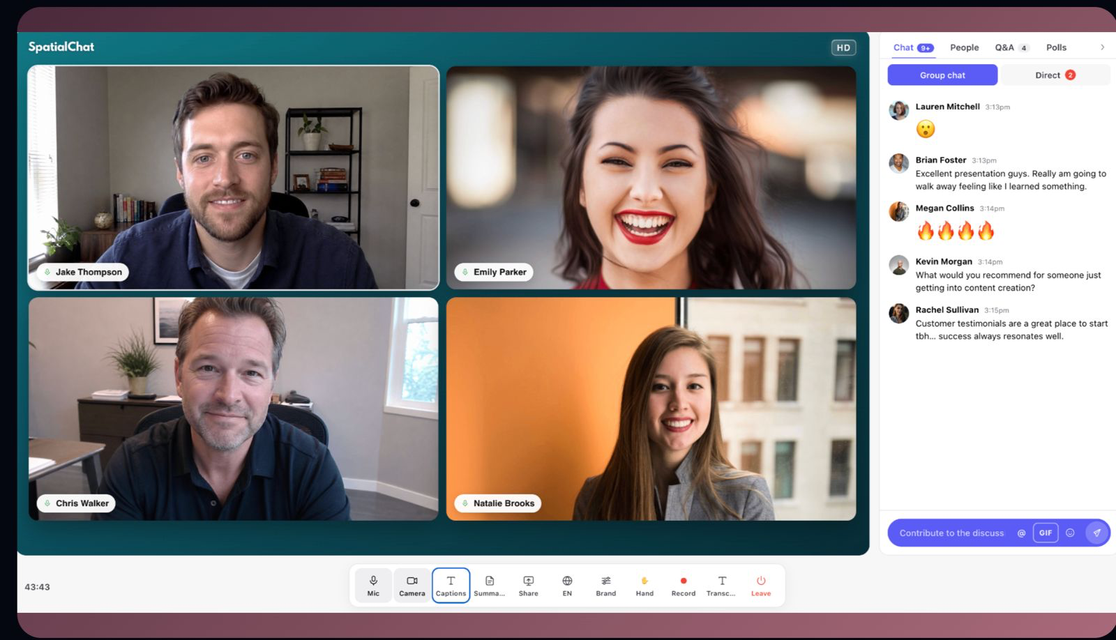 Moon live webinar and video call interface