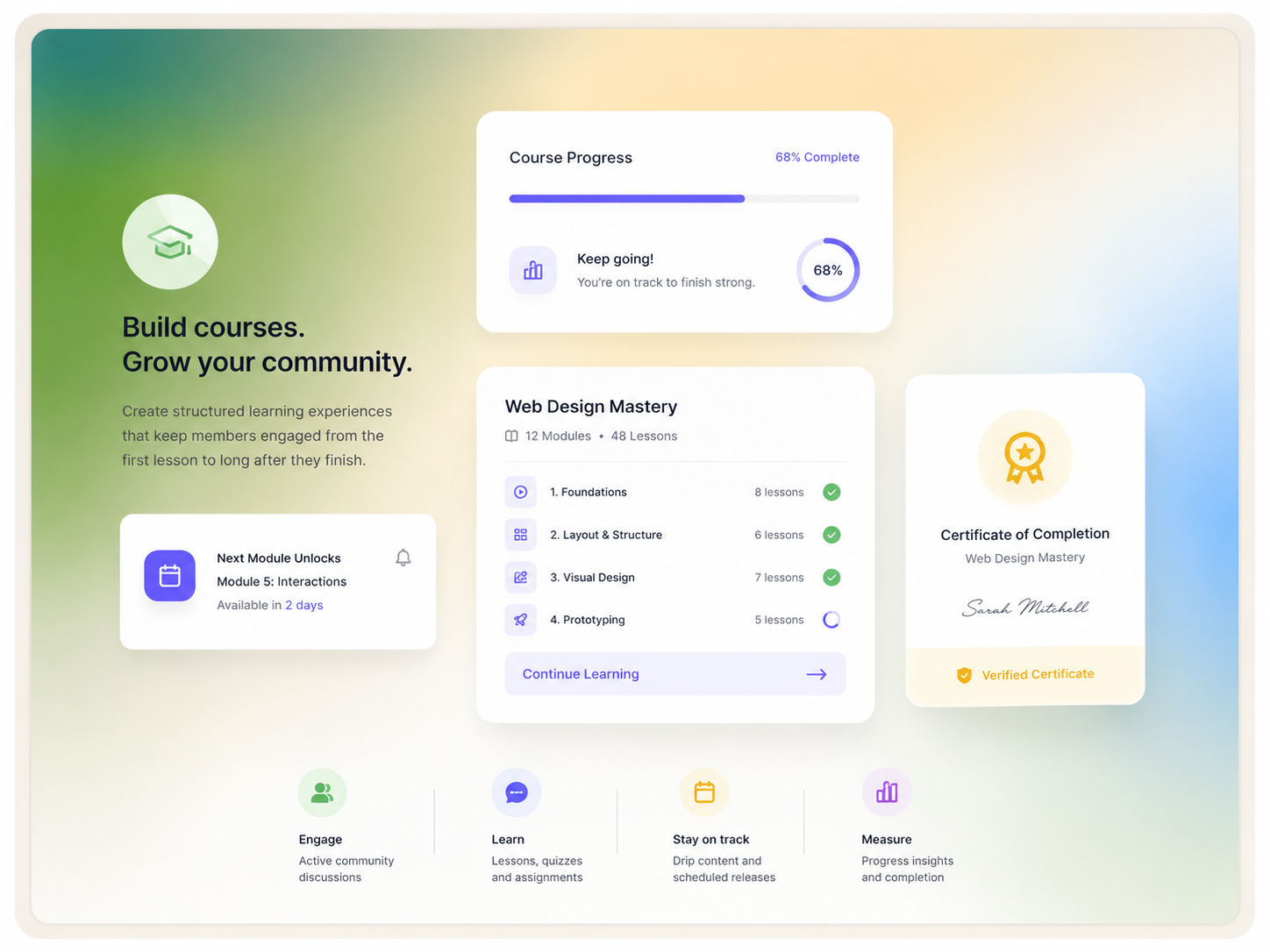 Course progress and completion dashboard